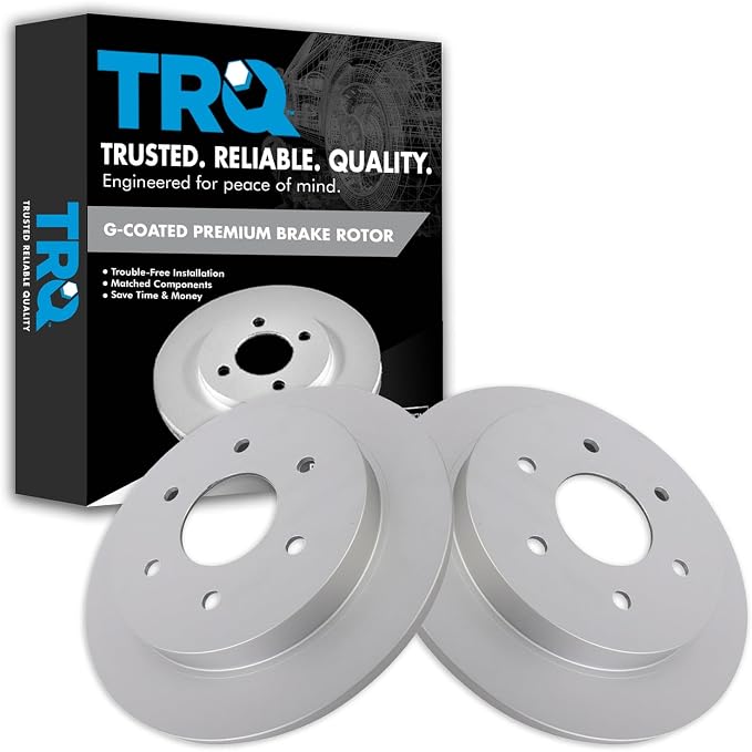 TRQ Rear Brake Rotor Set Coated Compatible with 2004-2010 Infiniti QX56 2004 Nissan Pathfinder Armada 2004-2015 Nissan Titan 2005-2015 Armada 2017-2019