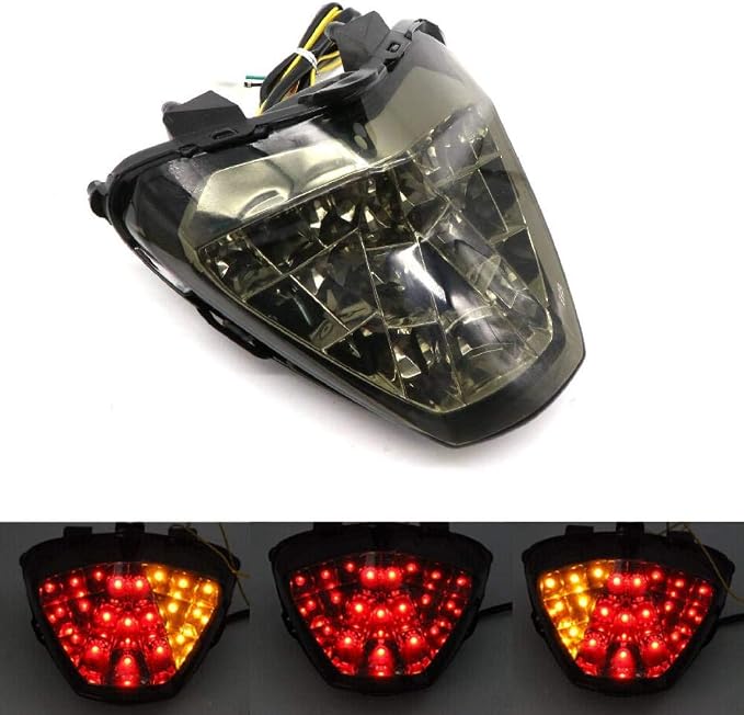 MZS Motorcycle Tail Light, LED Integrated Turn Signal Blinker Smoke Compatible with CBR250R 2011-2013 / CB300F 2015-2018 / CBR300R 2015-2022
