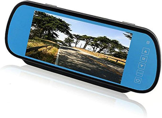 BW 7 Inch 16:9 TFT LCD Widescreen Car Monitor Car Rear View Mirror with Touch Button, HD 800(W)x 480(H) Resolution, Two Ways of Video input