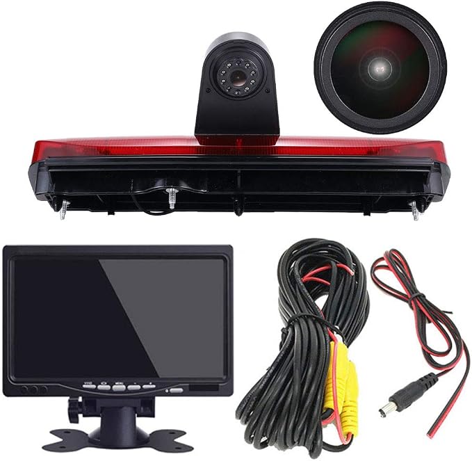 1280 * 720 Pixels Car Third Roof Brake Lamp Rear View Backup Camera Replacement for Ford Transit Connect 2014-2017 Transporter Business MPV SUV Bus Waterproof Night Vision+7" Reverse Monitor
