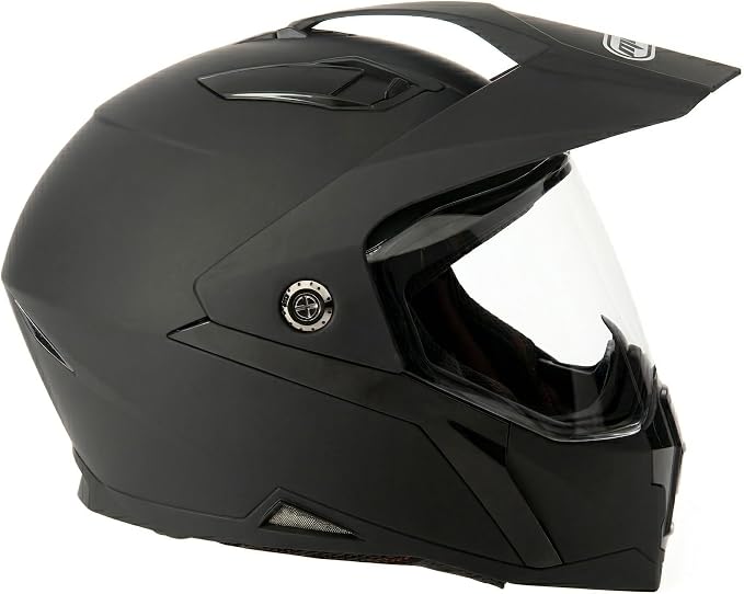 MMG Dual Sport Off Road Motorcycle Full Face Helmet Dirt Bike ATV Flip-Up Visor (Model 23) - Matte Black, XL