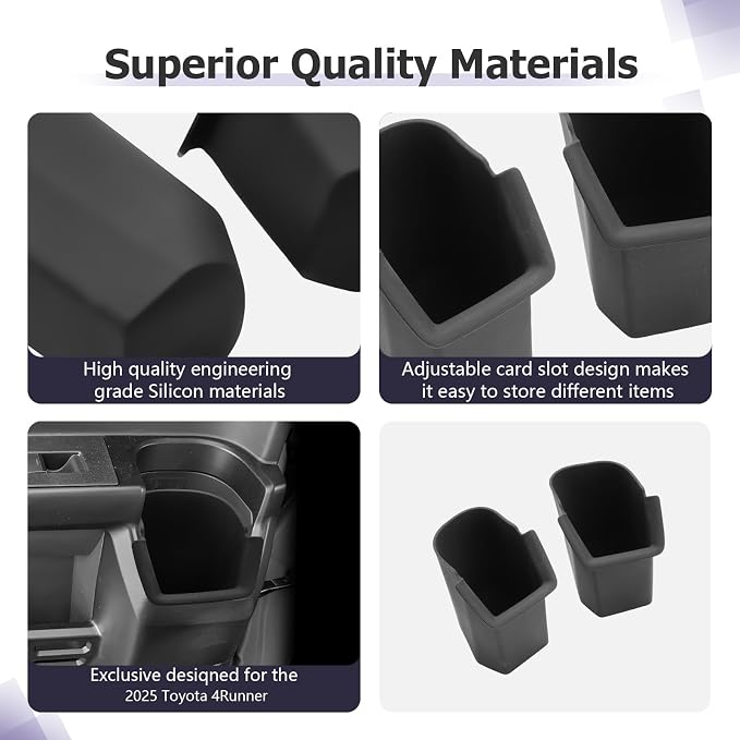 LUWU 2025 4Runner Center Console Cup Holder Compatible with 2025 Toyota 4Runner Interior Accessories Rear Seat Door Side Silicone Cup Holder Insert 4Runner 2025 Accessories