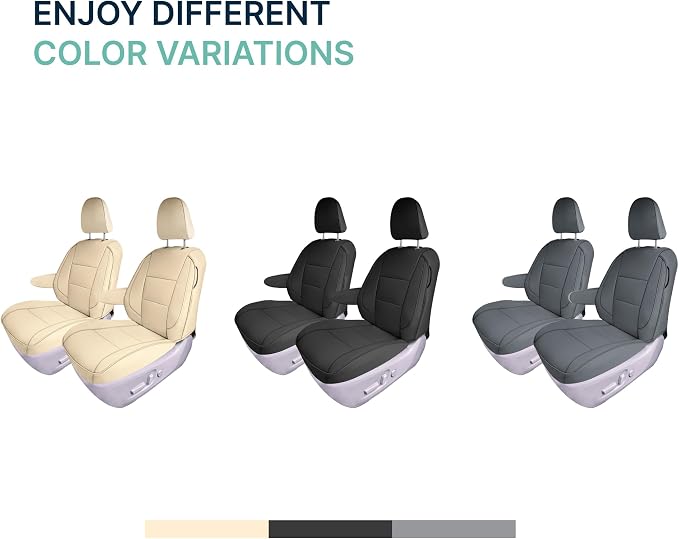FH Group Custom Fit Car Seat Covers Specifically Made for 2011-2020 Toyota Sienna 7 Passenger, Car Seat Cover Front Set, Automotive Seat Covers in Black Faux Leather, Waterproof and Washable