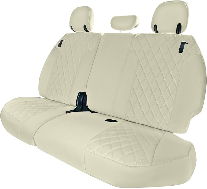 FH Group Custom Fit Car Seat Covers Specifically Made for Toyota Sienna 2021-2024, Solid Beige Ultraflex Neoprene 3rd Row Set Automotive Seat Covers, 7-8 Seater SUV Seat Covers, Toyota Accessories
