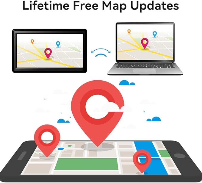 JFX GPS Navigator for Car Truck RV, 7" Touchscreen GPS Navigation System for Car with 2026 Map, Voice Turn-by-Turn Guidance, Speed & Red Light Warning, Custom Truck Routing, Free Lifetime Updates