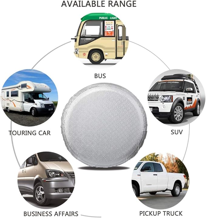 MOONET Tire Covers for RV Wheel (2 Pack Silver), Oxford Waterproof UV Sun Protectors for Motorhome Boat Trailer Camper Van SUV, D99cm x H28cm for Diameter 36"-39"