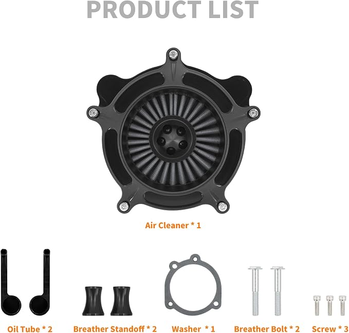 Air Cleaner Filter Aluminum Fit for Harley Touring Road King Street Glide Softail Sportster Dyna (Black Housing Grey Element, B For Touring 00-07,Softail 00-15,Dyna 00-17)