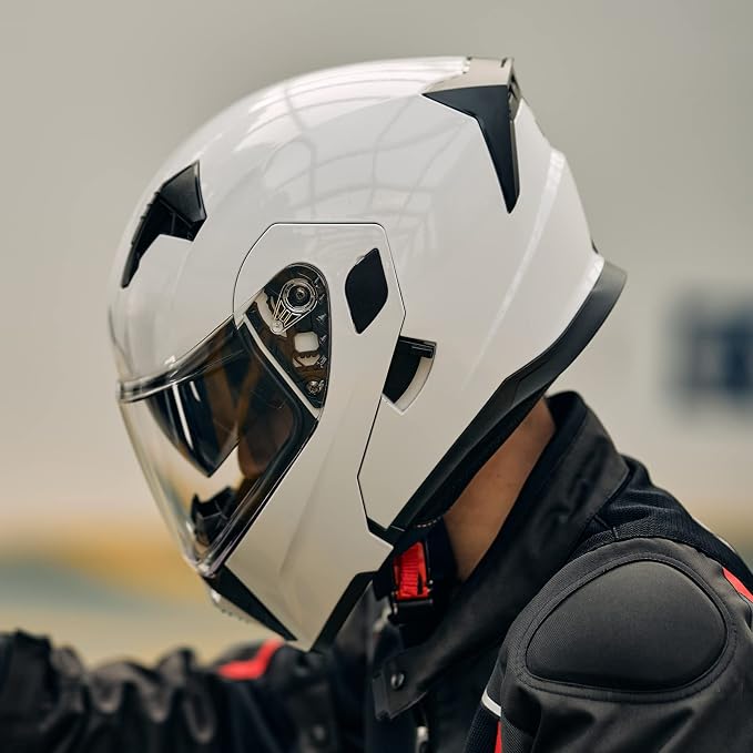ILM Motorcycle Modular Full Face Helmet for Adult Flip up Dual Visor LED Tail Light Optional DOT