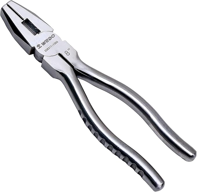 WEDO 6" Stainless Steel Lineman's Pliers,Side Cutting Pliers,Combination Pliers, Side Cutter, Wire Stripper, Crimper, Cut ACSR, Screws, Nails, Hard Wire, Corrosion Resistant