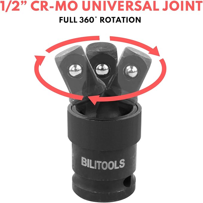 BILITOOLS Socket Adapter Set 17 Piece includes Reducer, Universal Joint Socket Set, Drill Adapter 1/4" 3/8" 1/2"& 18-Piece Drive Tool Accessory Set, includes 1/4" 3/8” & 1/2” Drive Socket E