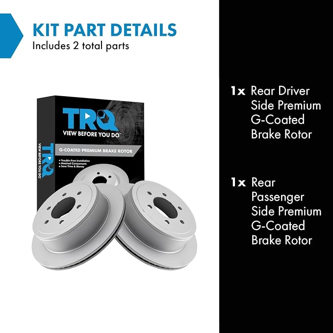 TRQ Rear Brake Rotor Set G Coated Vented Compatible with 2004 Ford F-150 2004 Ford F-150 Heritage 2005-2011 2006-2008 Lincoln Mark LT