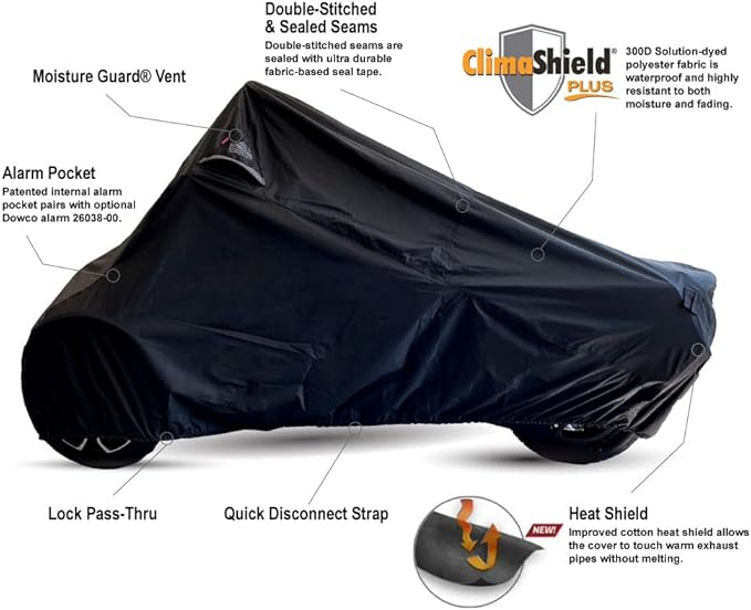 Dowco Indoor/Outdoor Motorcycle Cover Fits Can-Am Spyder RT Models 2020 And Newer - Guardian WeatherAll Plus - Black -All Season professional Grade, Waterproof, UV Protection, Heat Safe, Breathable