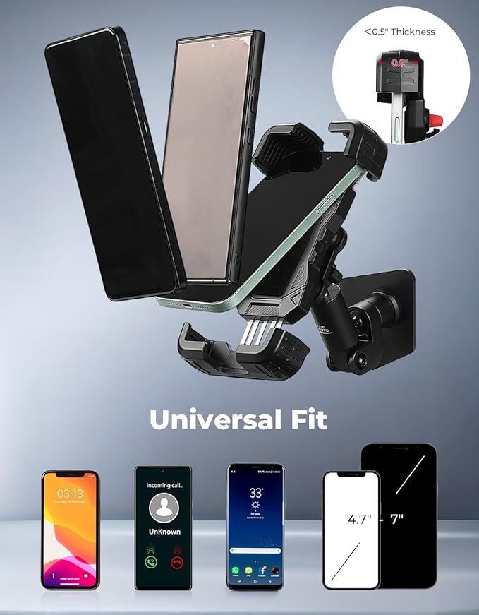 KEMIMOTO X3 Phone Mount, Anti-Vibration Dampener Cast-Aluminum Mount Dashboard One-Hand Operation Secure Lock 360° Adjustable Cell Phone Holder, Compatible with Can-Am Maverick X3 and MAX Models