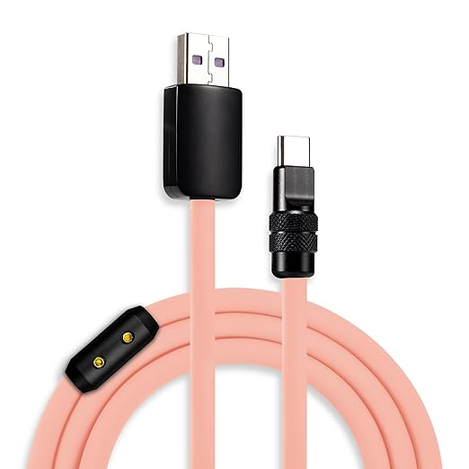 chubbycable Black Chubby Pro - Samurai Cable 120W USB-C Cable Silicone Fast Charging USB C Charger Cord Compatible with iPhone 17-15 Series iPad Galaxy Series, Pink, USB-A to Type-C, 3.3FT