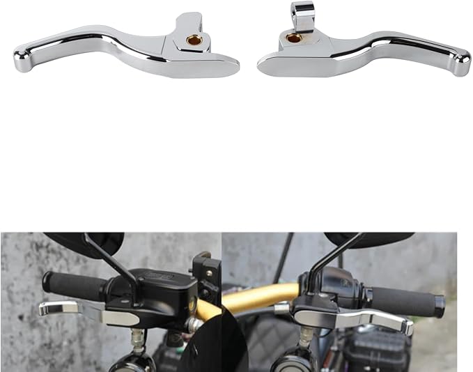 3 Finger 5.9" CNC Shorty Hand Control Lever Kit Brake Clutch Levers Fit for Harley Touring Electra Glide, Road Street Glide, Road King, Tri Glide CVO/SE 2017-2020(Chrome)