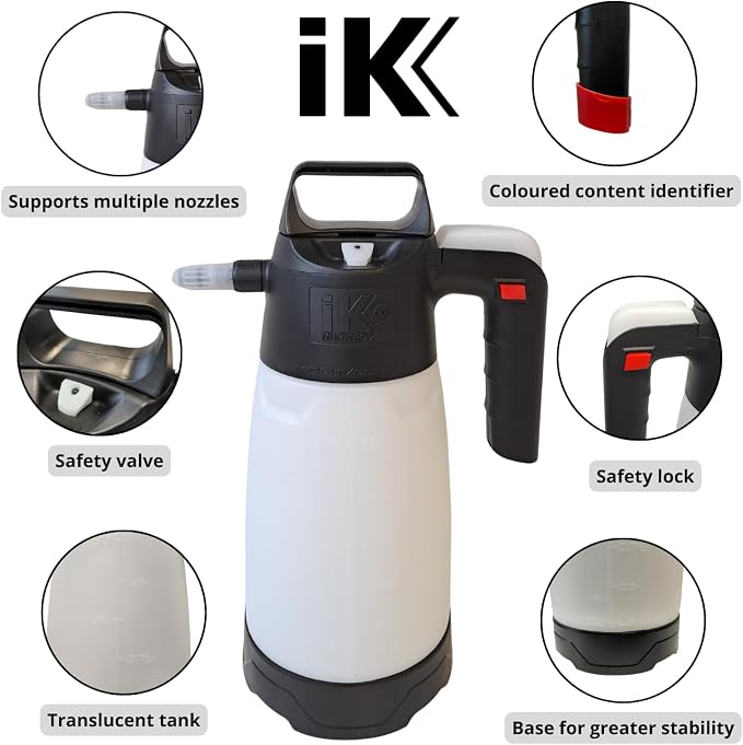 iK Multi Pro 2 360 Sprayer - Pressurized Sprayer Works Upside Down. Suitable for Alkaline, Neutral, and Acidic Liquids; Perfect for Shops, Garages, Car Detailing - 50 oz
