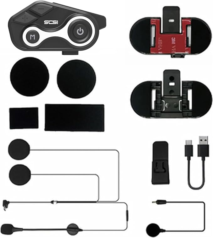 Motorcycle Bluetooth Intercom 1000m 2 Riders Motorbike Helmet Communication System Headset Universal Wireless Interphone (Waterproof/Handsfree/Stereo Music/GPS/2 Pack)