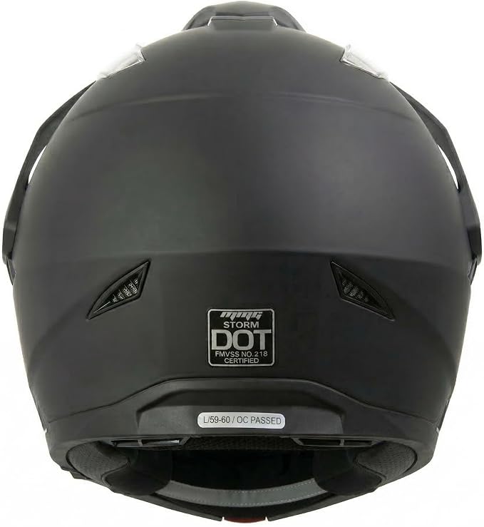 MMG Helmet Dual Sport Off Road Motorcycle Dirt Bike ATV - FlipUp Visor - Model 23 (Medium, Black Matte)