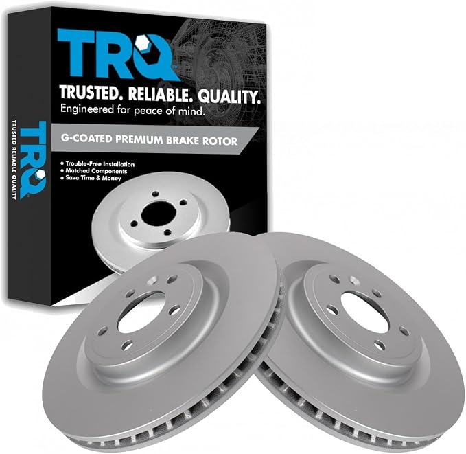 TRQ Front Brake Rotor Set G Coated Vented Compatible with 2011-2014 Ford Mustang