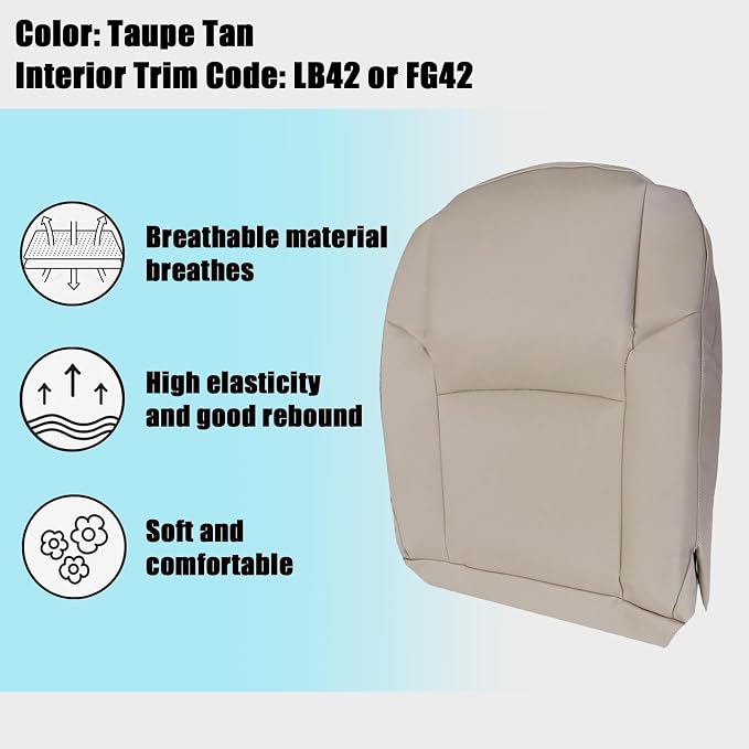 NLQR Front Driver & Passenger Side Bottom & Top Lean Back Replacement Leather Seat Covers #LB42 or FG42 Taupe Tan Compatible with Toyota 4Runner 2003 2004 2005 2006 2007 2008 2009