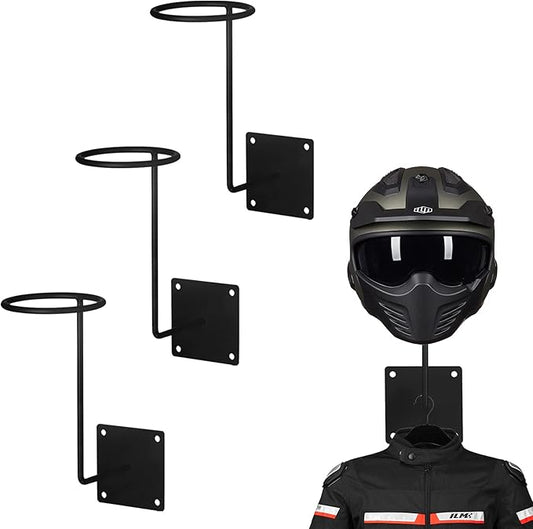 ILM 3 Pack Helmet Holder Rack Hook Helmets Stand Wall Mount Jacket Hanger Motorcycle Accessories