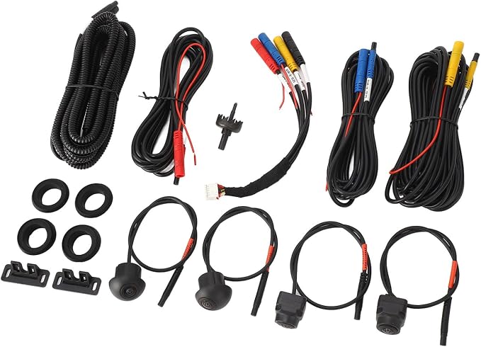 360 Car Camera Panoramic Surround View System, 4 Cameras with Night Vision, IP68, Plug and Play, Metal + ABS, Starlight Night Vision, Installation at Front grill bumper, bottom