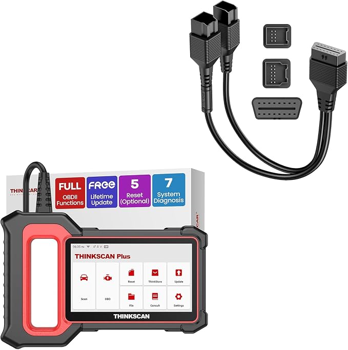 THINKCAR OBD2 Scanner with 12+8 Pin Connector, ThinkScan Plus S7 ABS,SRS,ECM,TCM,BCM,AC,IC System Diagnostic Scan Tool with 5 Special Services Options, Cover 94 Car Brands Code Reader, FCA AutoAuth