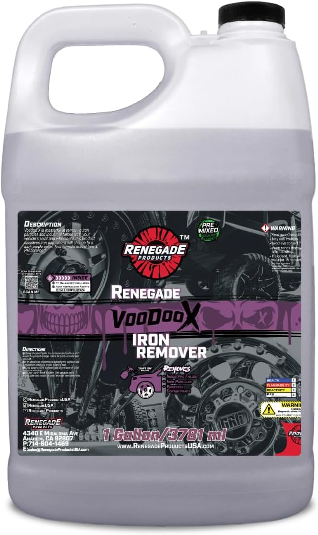 Renegade Products Voodoo X Iron Remover for Auto Detailing, Removes Iron, Break Dust and Rust from Paint and Wheels (16 OZ)