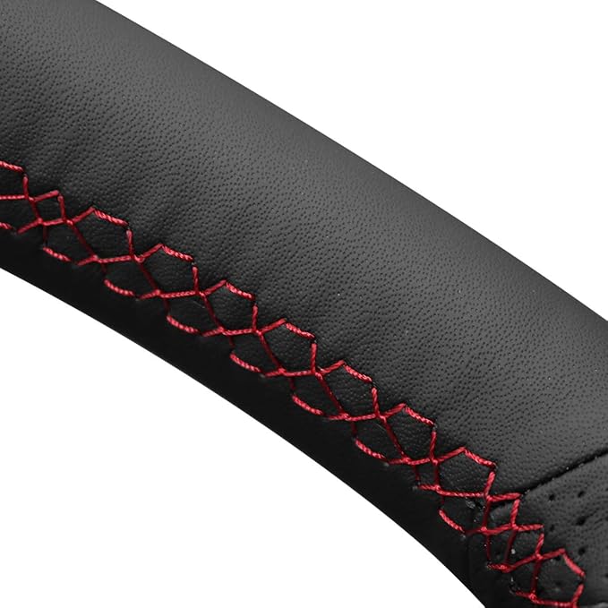MEWANT Hand Stitched Genuine Leather Steering Wheel Cover Wrap for Subaru WRX 2015-2021 / WRX STI 2015-2021 Steering Wheel Accessories