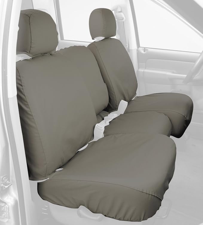 Covercraft Custom-Fit Rear-Second Seat Bench SeatSaver Seat Covers - Polycotton Fabric, Misty Grey