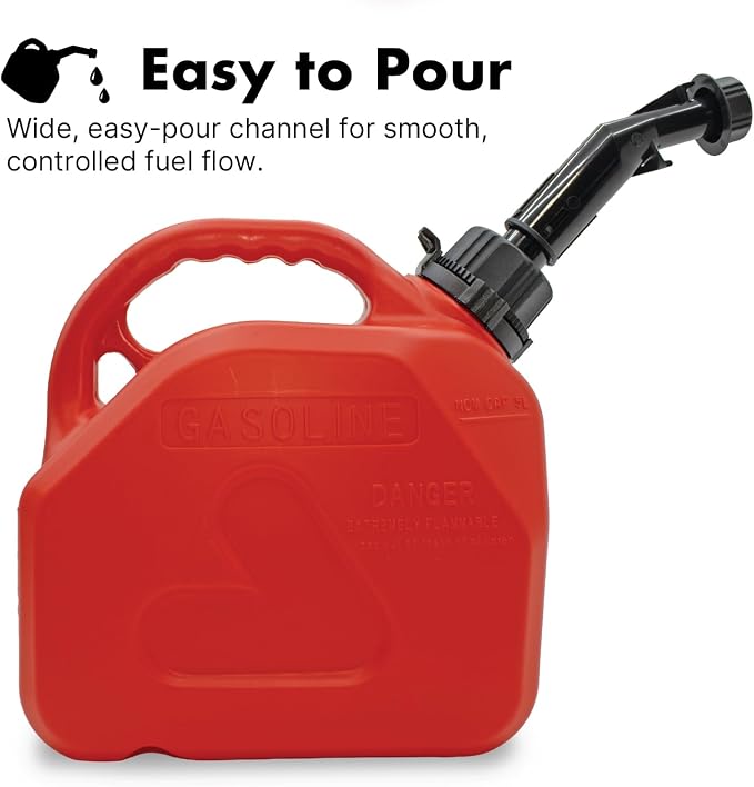 LAUCO Portable Fuel Tank, Gas Container, 1.5 Gallon Gas & Diesel Container with Transfer Hose and Nozzle, Mobile Fuel Storage for Boats, Docks, Farm, Shop & Garage 87252