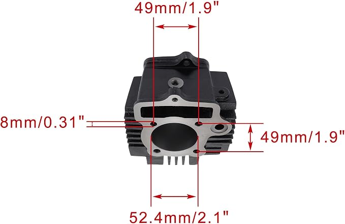 WOOSTAR 52.4mm Big Bore Cylinder and Head 66mm Valves Assembly with Piston Ring Kit Replacement for 4 Stroke 110cc Chinese Taotao Coolster Engine ATV Go Kart Dirt Bike