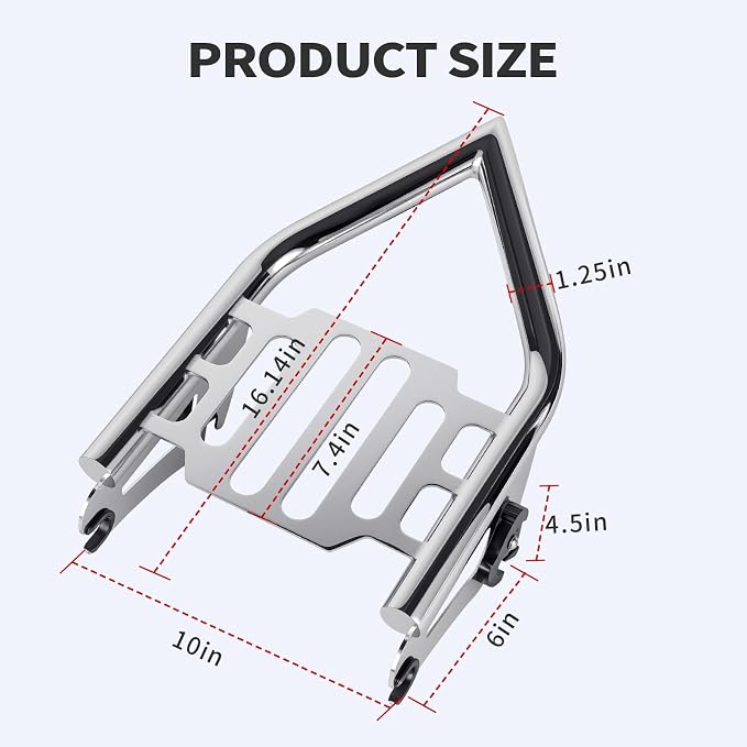 Detachable Luggage Rack for Harley Touring 2009-2026 Street Road Electra Glide/Road King, Chrome（Classic）