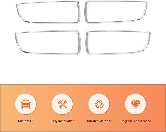 Daeiclru Window Lift Switch Panel Cover Compatible with Jaguar XJ 2010-2019, Car Door Power Window Glass Lift Switch Button Decoration Frame Interior Accessories (Bright Silver)