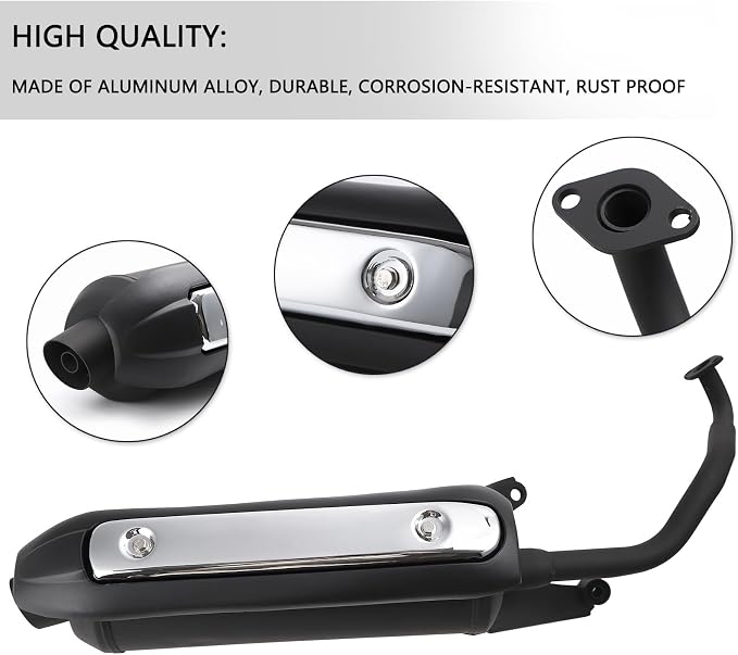 Minho Muffler Exhaust Header Tail Pipe for Gy6 125cc 150cc TaoTao Vitacci Spark Zoom 150 Gas Engine Scooters Ideal for Moped Gator 150 f2 Riders