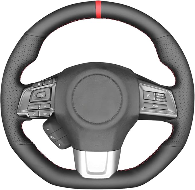 MEWANT Black Leather Steering Wheel Cover for Subaru WRX 2015-2019 / Levorg 2015-2019/ Made of Microfiber Leather/WRX (STI) Steering Wheel Cover