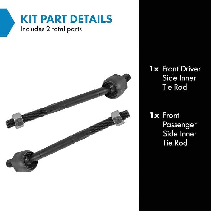 TRQ Front Inner Tie Rod Set Compatible with 2002 Ford Thunderbird 2000-2002 Lincoln LS