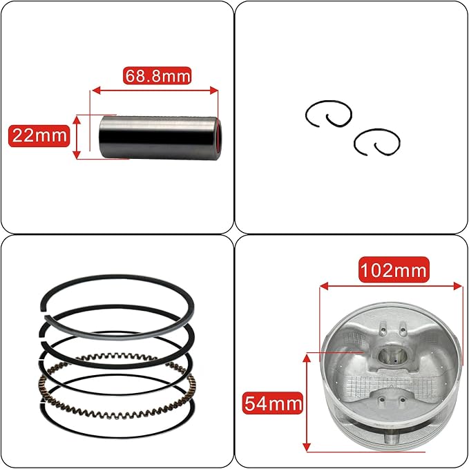 Tupo YFM660-102 Cylinder Kit | 686cc Big Bore Top End Rebuild Kit Compatible with Yamaha Rhino 660 Grizzly 660 YXR 660 YFM 660 2001-2008