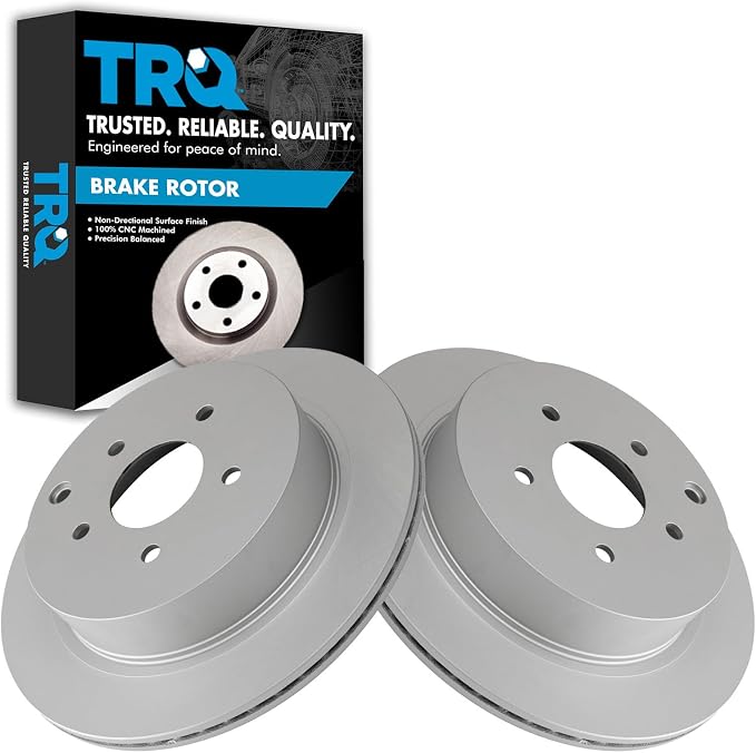 TRQ Rear Brake Rotor Set G Coated Vented Compatible with 2003-2023 Infiniti FX35 FX45 FX37 JX35 M35h M37 M56 Q50 Q60 Q70 Q70L QX60 QX70 2003-2024 Nissan Murano Pathfinder Quest