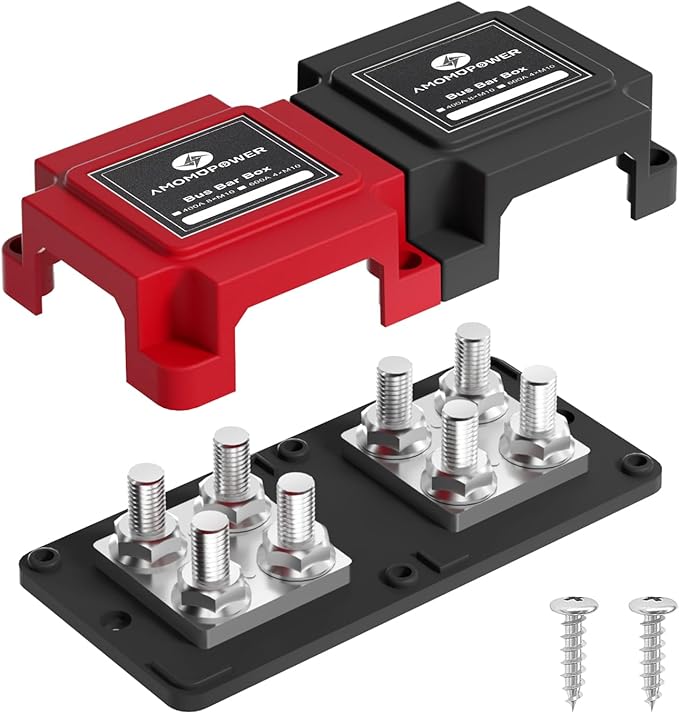 400A Bus Bar 12V Waterproof Power Distribution Block with 8 x M10(3/8") Terminal Studs Heavy Duty Marine Bus Bar Module Design for Automotive RV Car Marine Truck Boat