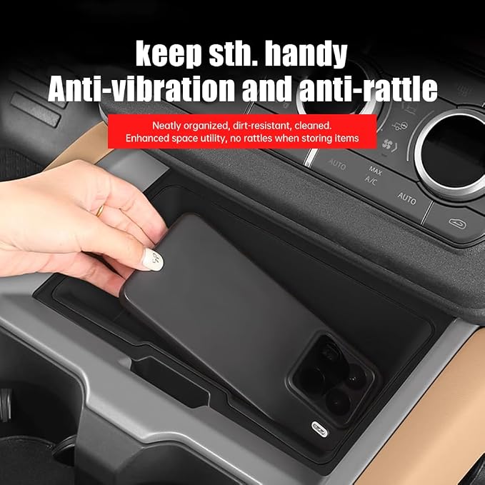 Center Console Storage Box for 2025-2026 Land Rover Defender 90 110 130 Center Storage Box Pad Interior Organizer Tray Storage Box Silicone Trim Tuning Supplies Accessories (ferrous)