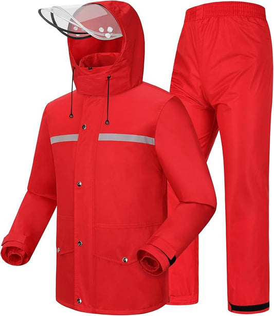 iCreek Rain Suit Waterproof Jacket and Pants Hi Vis Raincoat for Men and Women Reflective Outdoor for All-Sport Work
