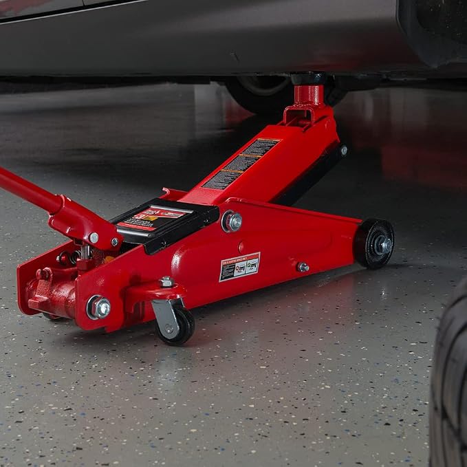 Big RED TAM83006 Torin Hydraulic Trolley Service/Floor Jack with Extra Saddle (Fits: SUVs and Extended Height Trucks), 3 Ton (6,000 lb) Capacity, Red
