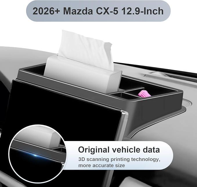 SKTU for 2026 Mazda CX-5 Dashboard Storage Box 12.9-Inch for 2026+ Mazda CX-5 Dashboard Organizer Mazda CX5 2026 Accessories ABS Durable Dashboard Tray (Not Fit for 2.5 Premium Plus)
