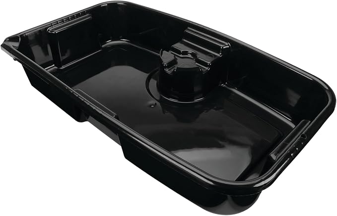 Performance Tool W4079 11-Quart Oil Drain Pan, Chemical-Resistant, Oil Filter Stand, Black