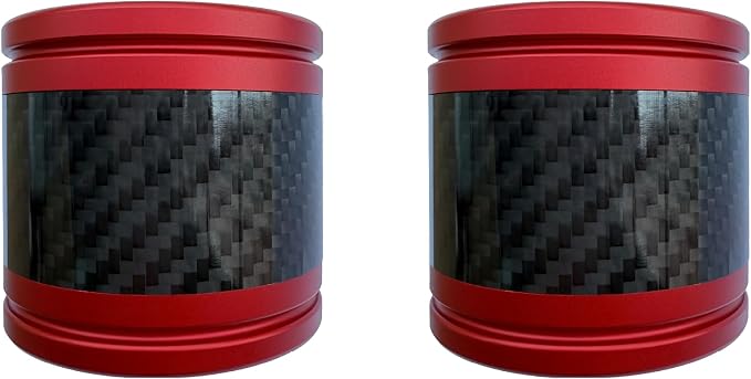 Motorcycle front and rear crash bar decorative wheels, engine crash bar sliders, and saddlebag crash bar decorative covers, CNC machined with embedded carbon fiber accents. (red)