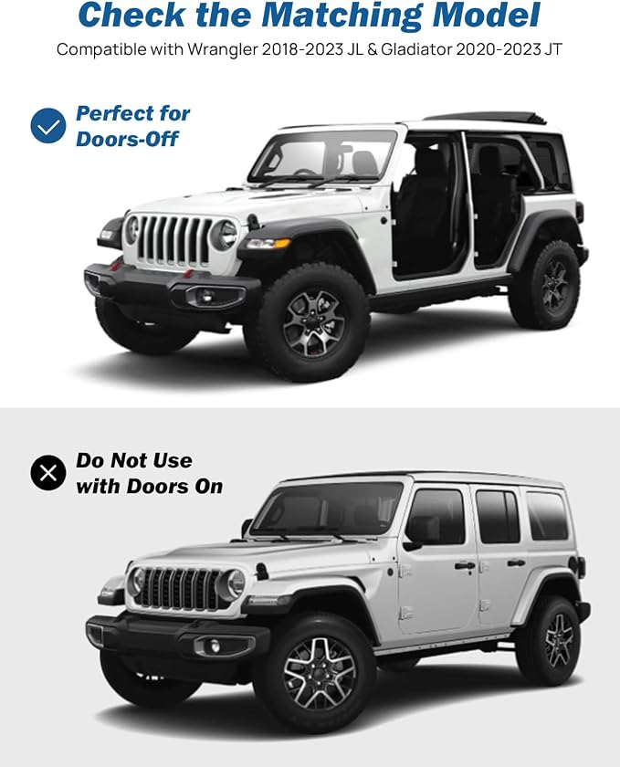 JOYTUTUS Doors off Mirrors Compatible with 2018-2023 Wrangler JL & 2020-2023 Gladiator JT, Off-Road Rearview 6 Inch Mirror with Ball Adapter, Broad Vision, No Shaking, US Flag Pattern