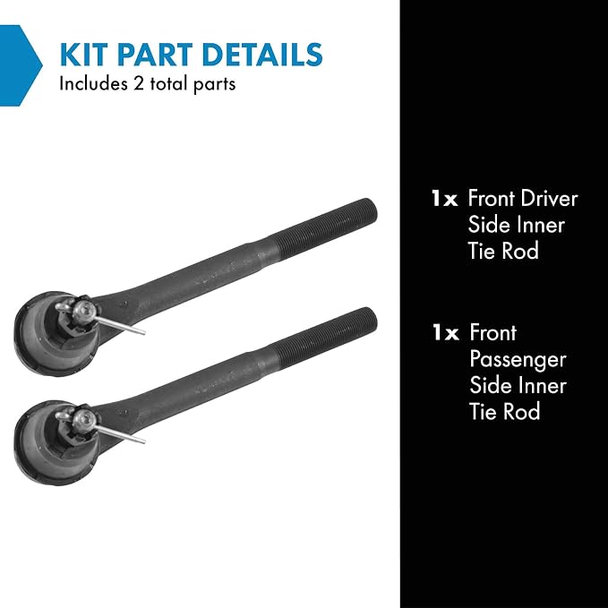 TRQ Front Inner Tie Rod Set 2 Piece Compatible with 1996-2005 Chevrolet Blazer 96-03 S10 96-01 GMC Jimmy 96-03 Sonoma 96-00 Isuzu Hombre