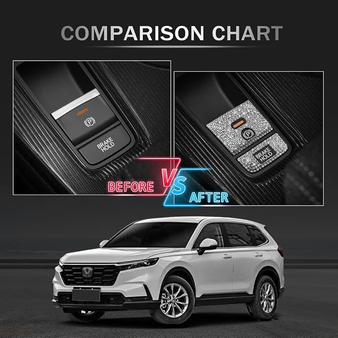 for Honda CRV CR-V EX LX Hybrid Sport Bling Cute Accessories Accessory 2025 2024 2023, AC Volume Knobs, Air Vent Outlet, Gear Shift Cover, Start Stop Push Button Ring Covers, Chrome, Silver, 14pcs