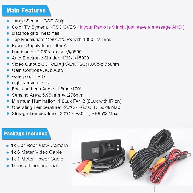Car HD Waterproof Backup Reverse Rear-View License Plate Reverse Parking Camera, Vehicle Safety Assistant System, for Chrysler and Dodge Grand Caravan/Town Country 2008-2020 (OEM: 68028050AB)